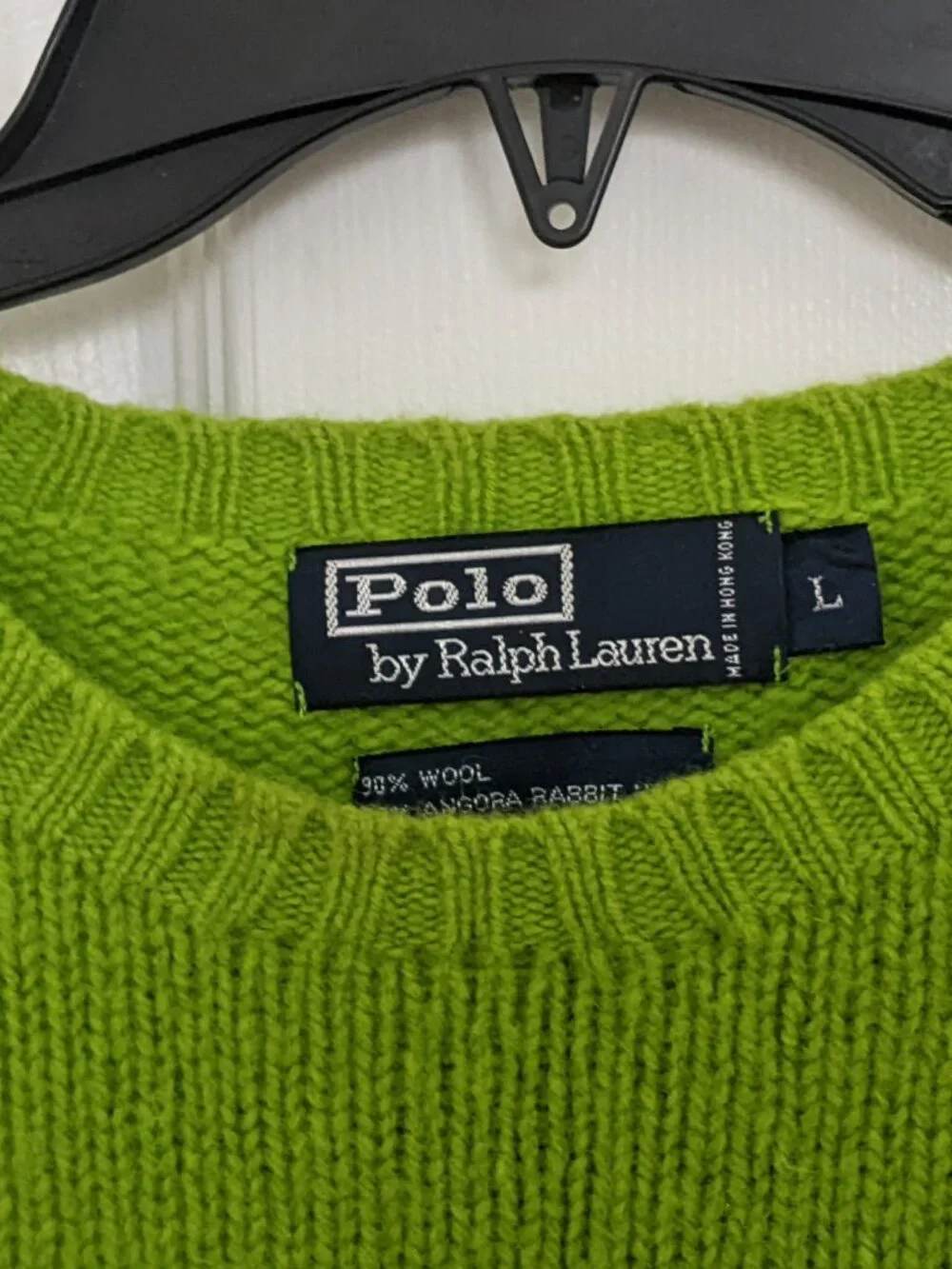 VTG Polo Ralph Lauren Men Crew Neck Wool&Angora Sweater Apple Green Size M
